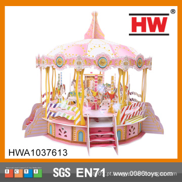 3D B / O Puzzle Com Luz E Música 103PCS Toy Carousel